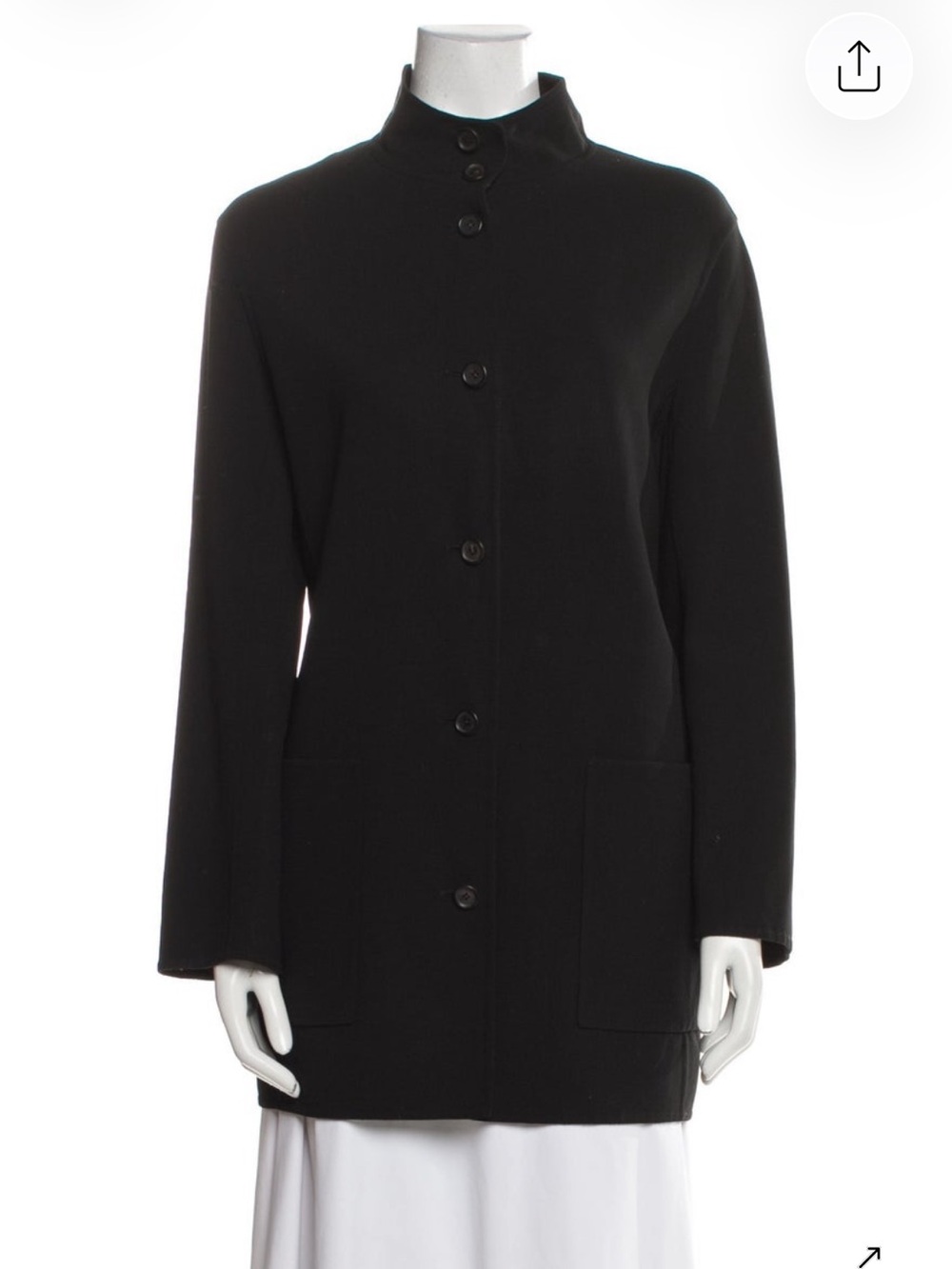 Celine Black Wool Button-Front Pea Coat